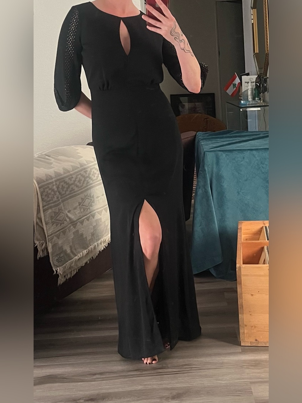 BCBGMaxAzria Black Maxi Dress with Front Slit